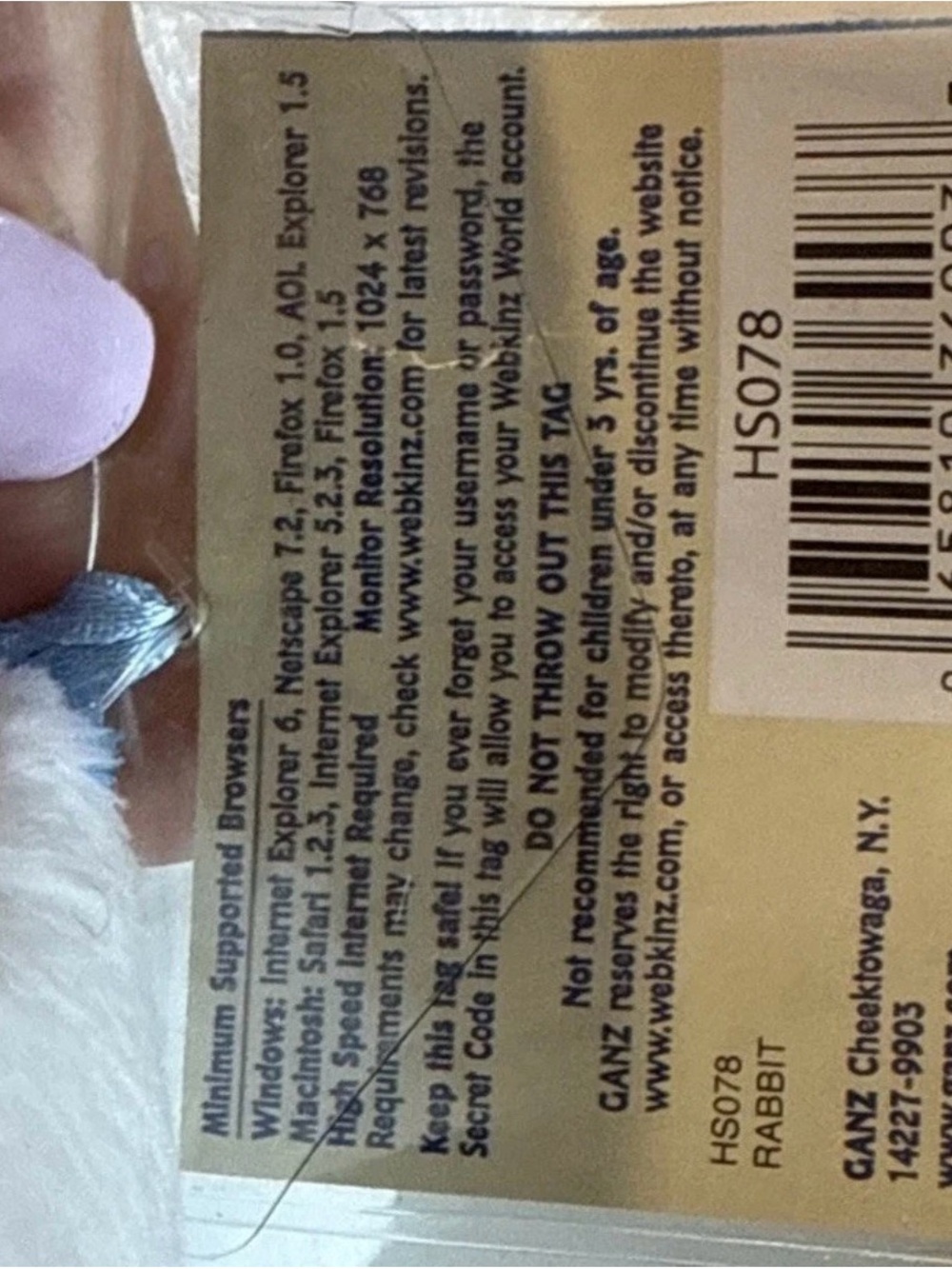 Webkinz White Rabbit NEW with code HM078 - Picture 7 of 8